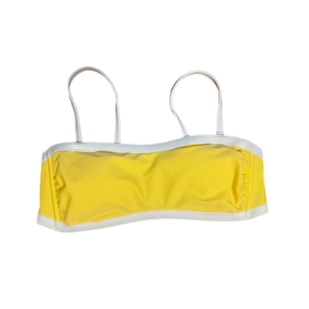 Shade & Shore Bikini Top Womens M Yellow Excellent Bandeau Colorblock Sporty